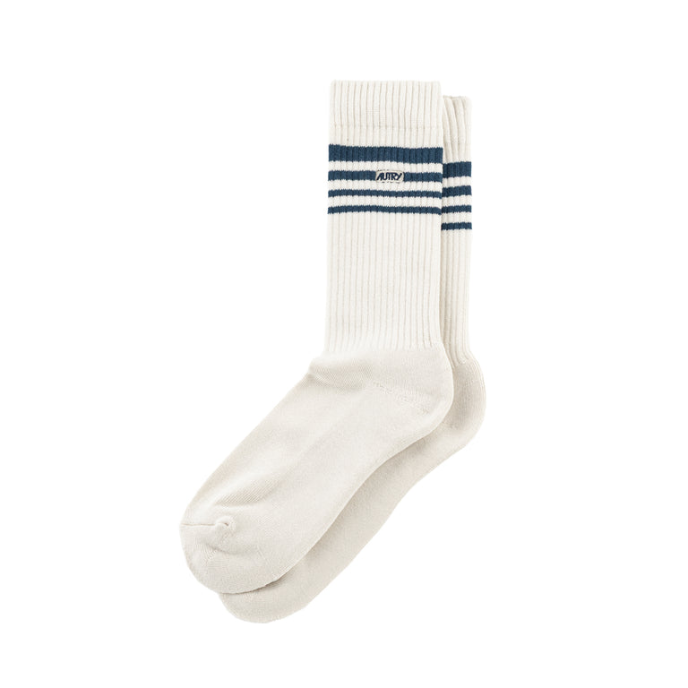Autry Jacquard Striped Socks - S / Beige / Blue Navy - 1