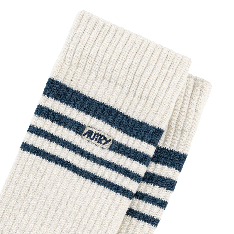 Autry Jacquard Striped Socks - S / Beige / Blue Navy - 2