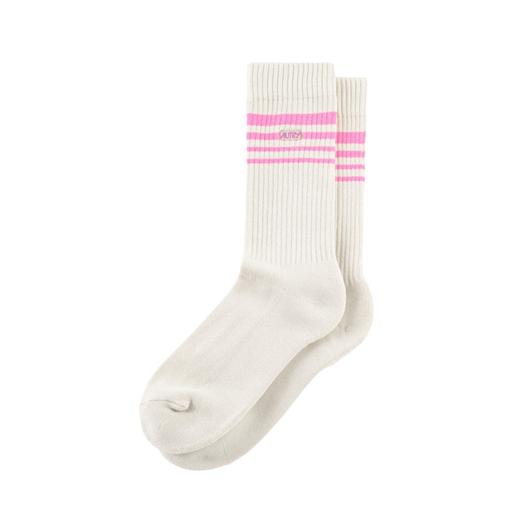 Autry Jacquard Striped Socks - S / Beige / Pink - 1