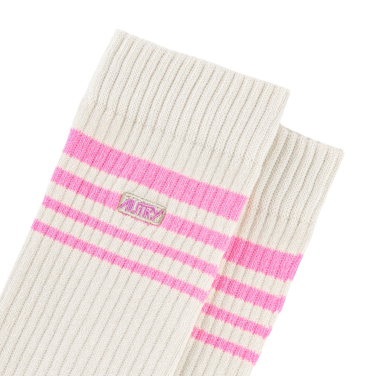 Autry Jacquard Striped Socks - S / Beige / Pink - 2