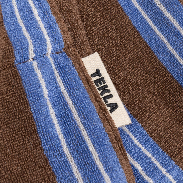 Tekla Hooded Bathrobe - S / Chestnut Stripes - 4