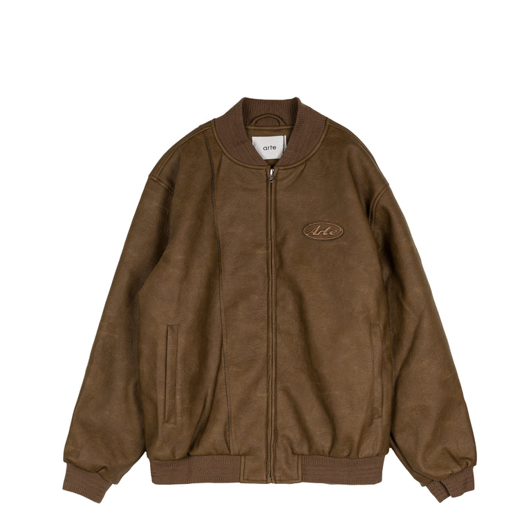 Arte Antwerp Leather Varsity Jacket - S / Brown
