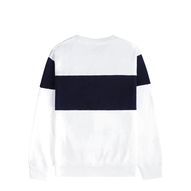 Sporty & Rich Signature Logo Block Crewneck - L / White / Dark Navy White - 3
