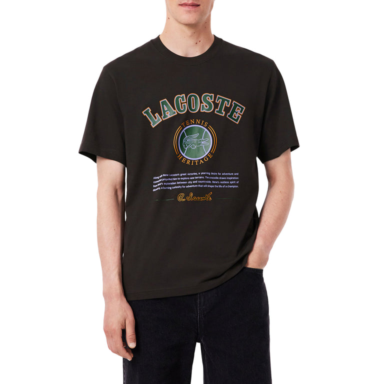 Lacoste Print Cotton T-Shirt - XXL / Brown - 3