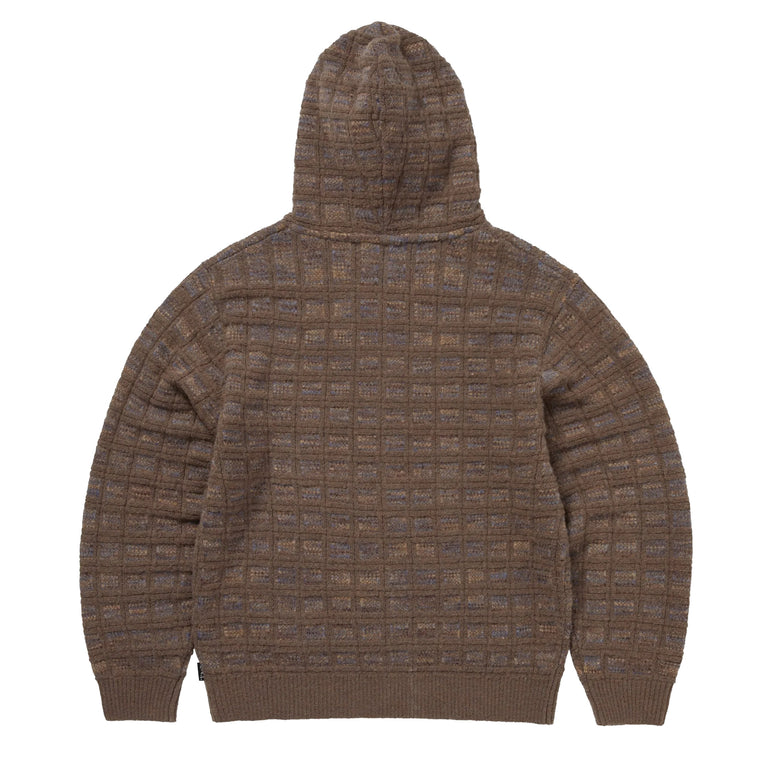 thisisneverthat	Textured Knit Zip Hoodie - S / Brown - 2