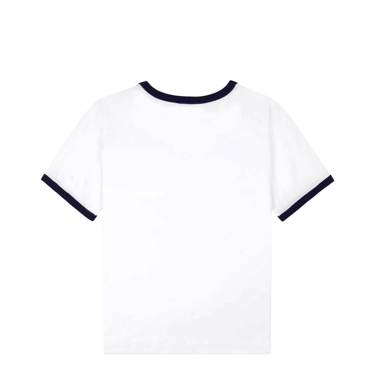 Sporty & Rich California Emblem Soft Ringer Tee - L / White / Dark Navy Dark Navy - 2