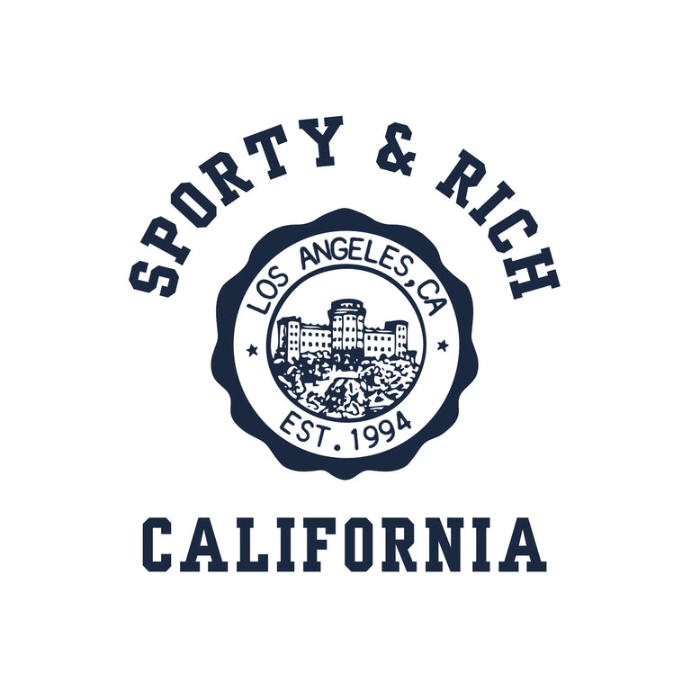 Sporty & Rich California Emblem Soft Ringer Tee - L / White / Dark Navy Dark Navy - 3