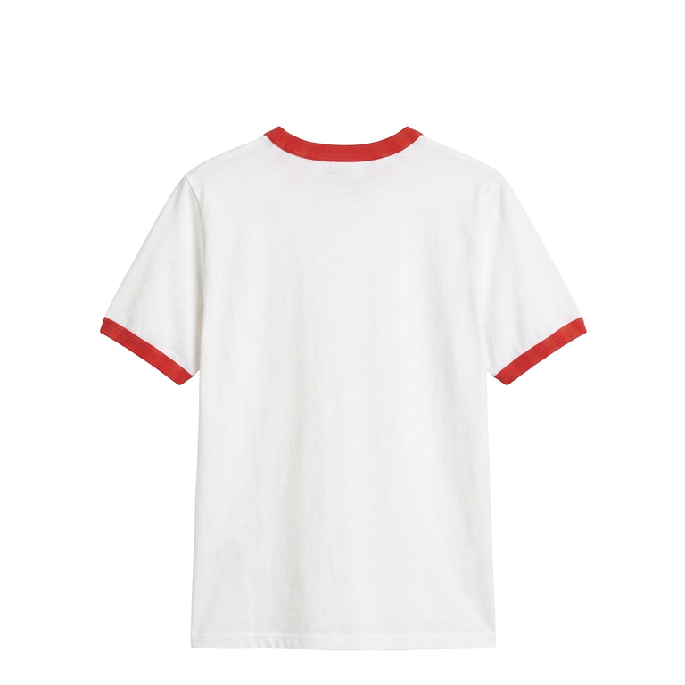 Sporty & Rich Bold Health Soft Ringer Tee - L / White / Sports Red / Soda - 2