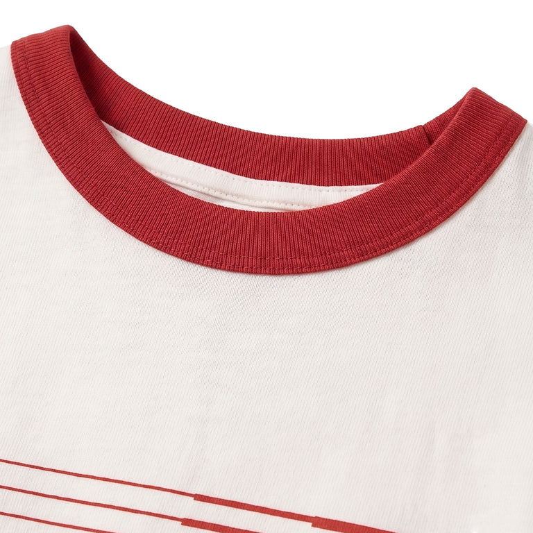 Sporty & Rich Bold Health Soft Ringer Tee - L / White / Sports Red / Soda - 3