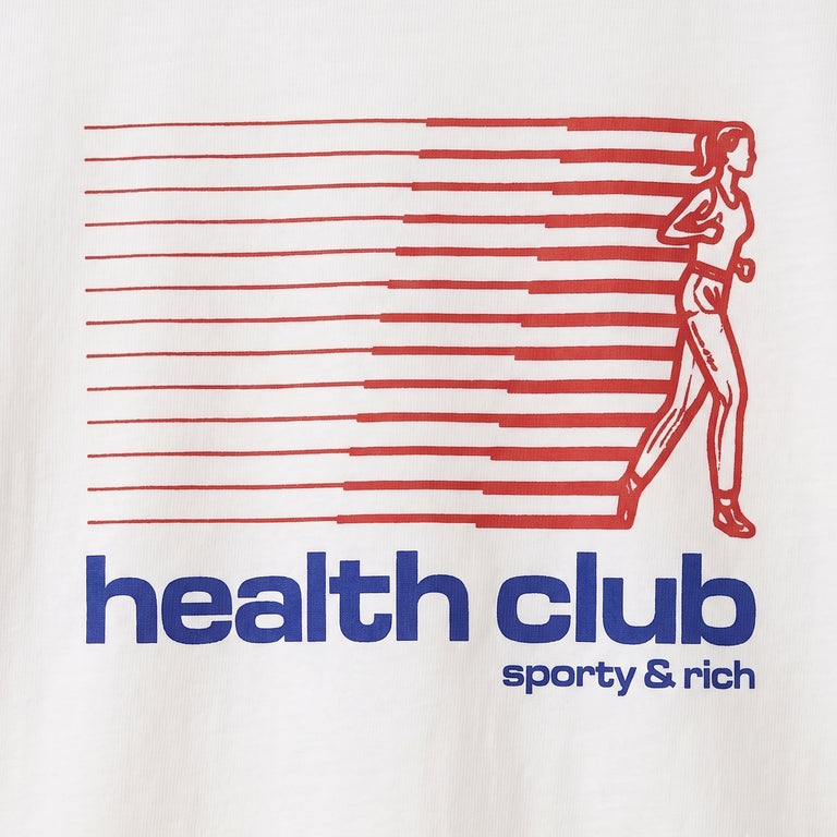 Sporty & Rich Bold Health Soft Ringer Tee - L / White / Sports Red / Soda - 4