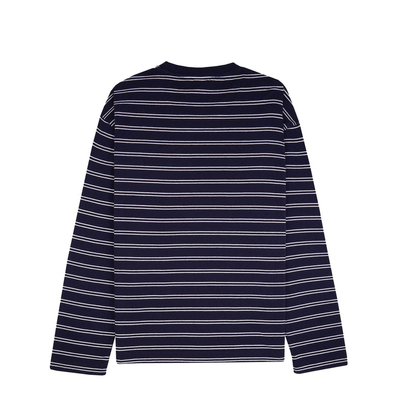 Sporty & Rich Signature Logo Easy Longsleeve - L / Dark Navy / White White - 3