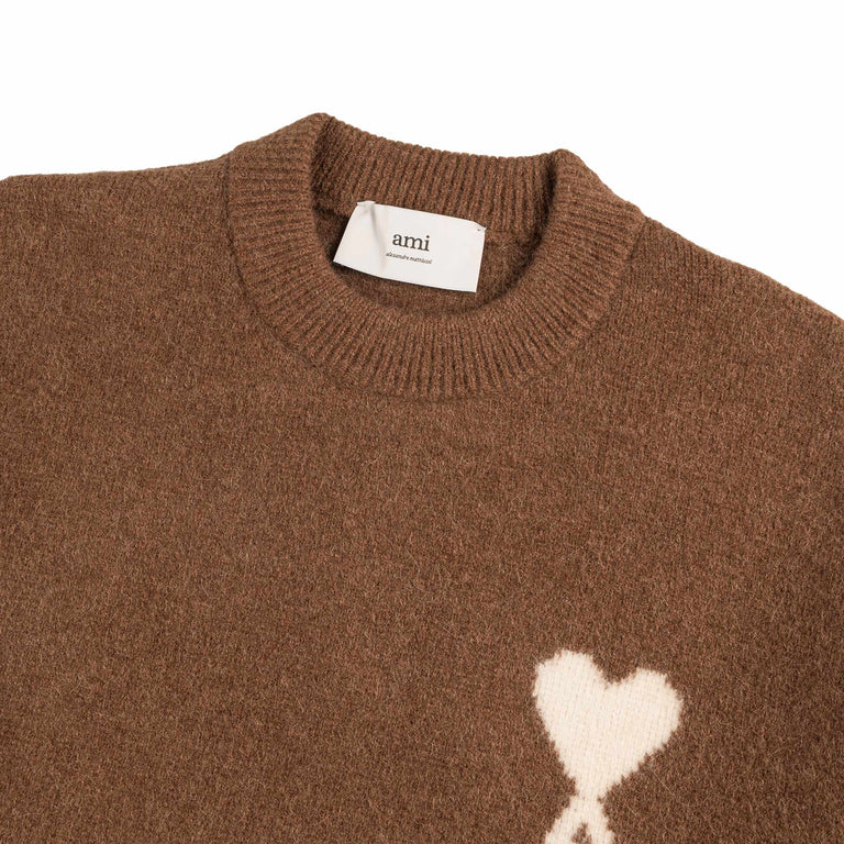 AMI Paris	Ami De Coeur Alpaca Sweater - XL / Hazelnut / Off White - 2