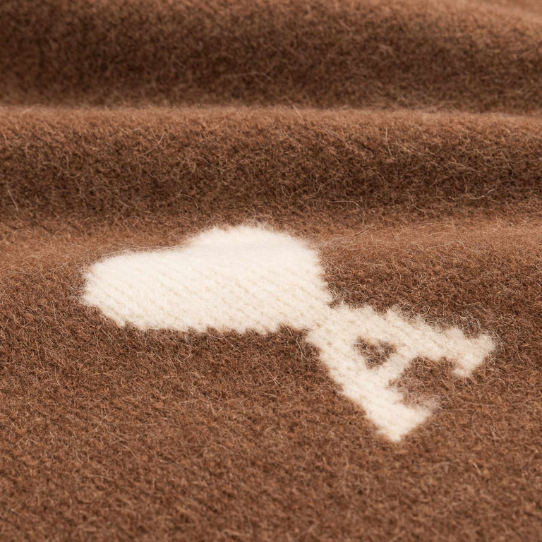 AMI Paris	Ami De Coeur Alpaca Sweater - XL / Hazelnut / Off White - 4