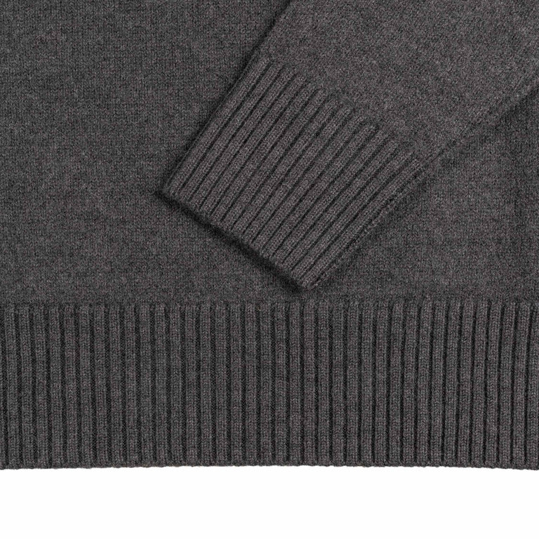 AMI Paris	Ami De Coeur Wool Sweater - S / Heather Grey / Black - 3