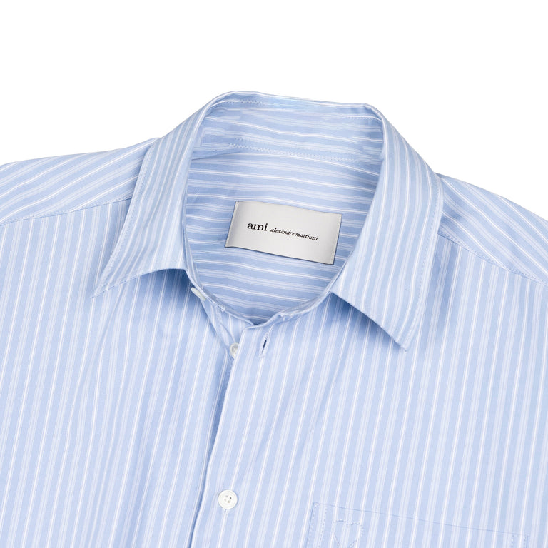 AMI Paris	Long Sleeve Ami De Coeur Boxy Shirt - S / Cashmere Blue / White - 2