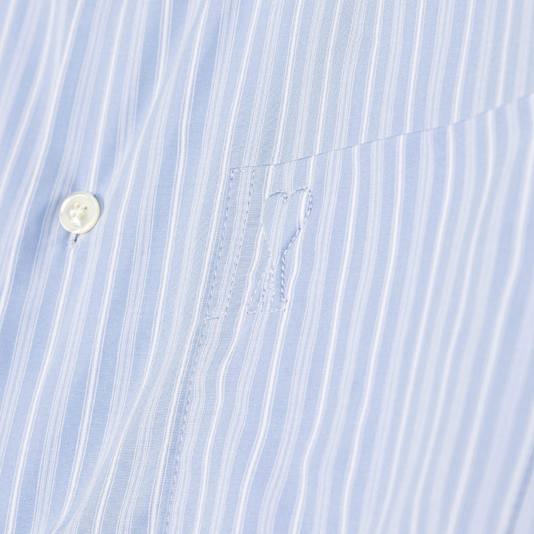 AMI Paris	Long Sleeve Ami De Coeur Boxy Shirt - S / Cashmere Blue / White - 3