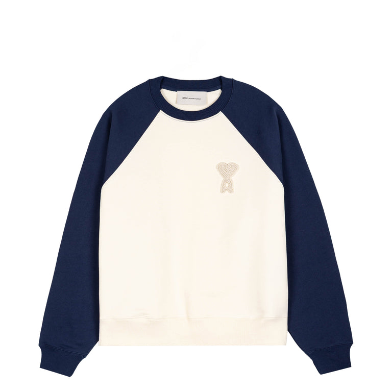 AMI Paris	Knitted Ami De Coeur Sweatshirt - XXL / White Cream / Ink
