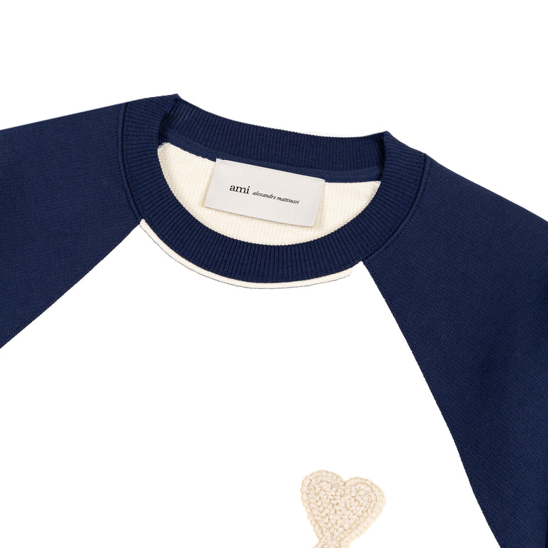 AMI Paris	Knitted Ami De Coeur Sweatshirt - XXL / White Cream / Ink - 2