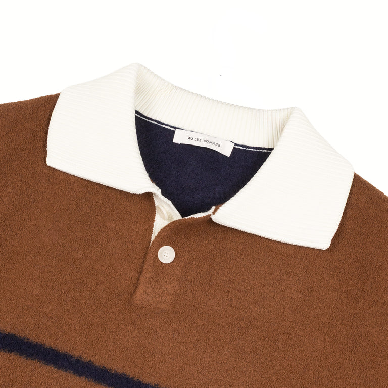 Wales Bonner Calm Polo - L / Brown / Navy - 3