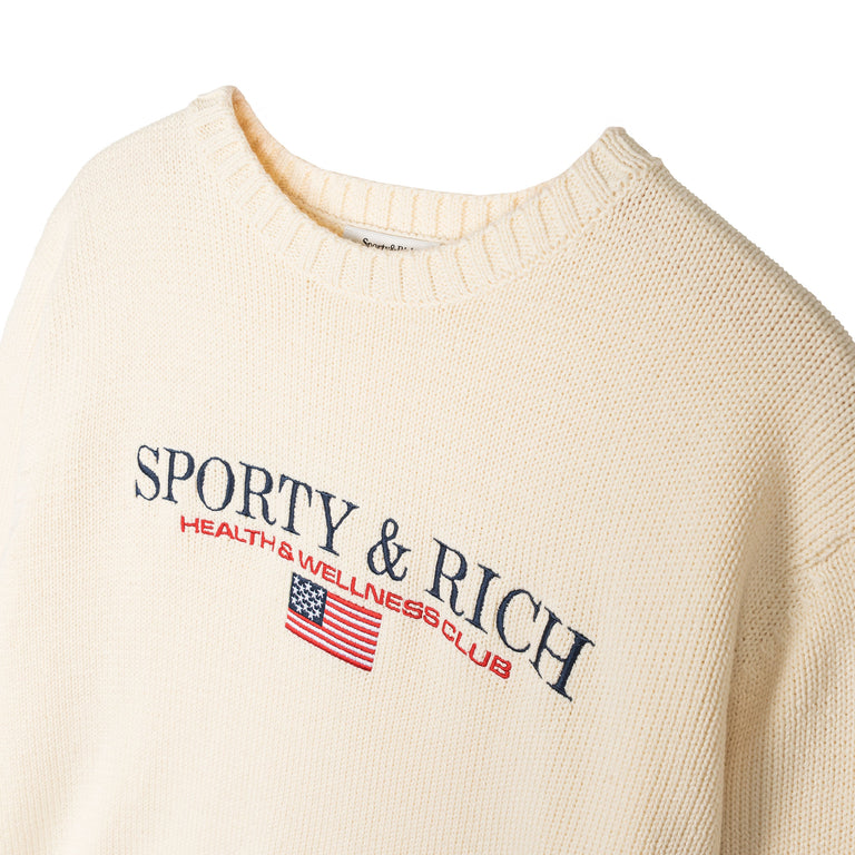 Sporty & Rich S&R Nautical Cotton Sweater - S / Ecru - 2