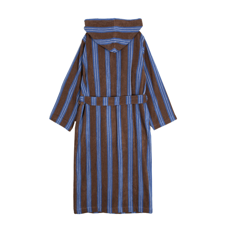 Tekla Hooded Bathrobe - S / Chestnut Stripes - 2