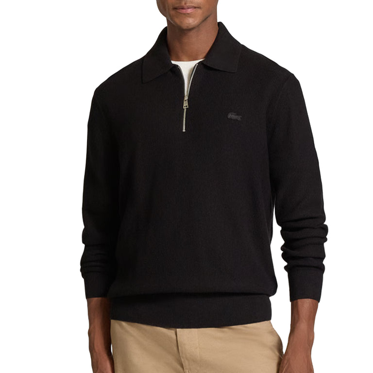 Lacoste Half-Zip Polo Collar Sweater - M / Black - 2