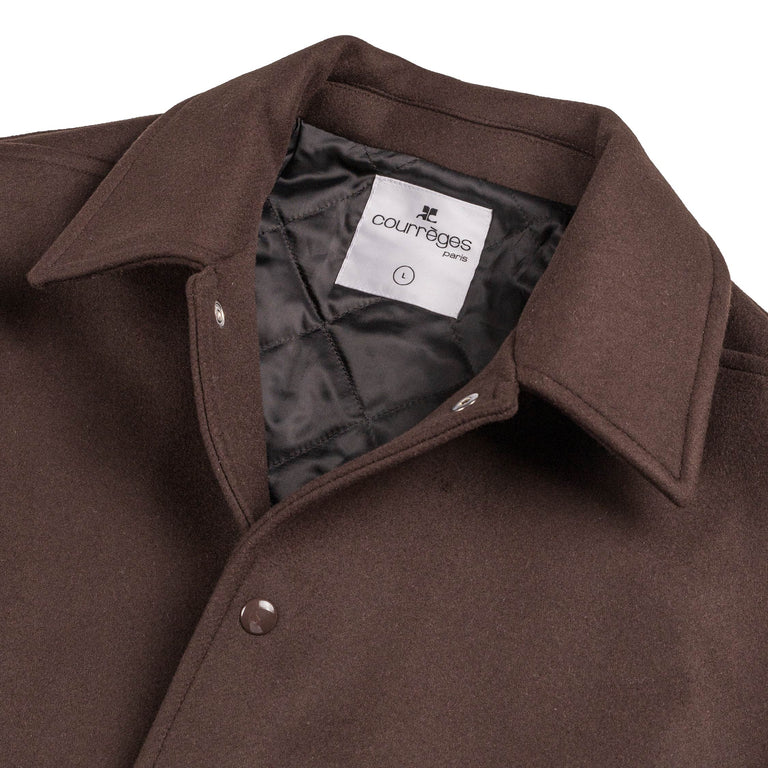 Courreges Embroidered Wool & Silk Overshirt - M / Chocolate - 3