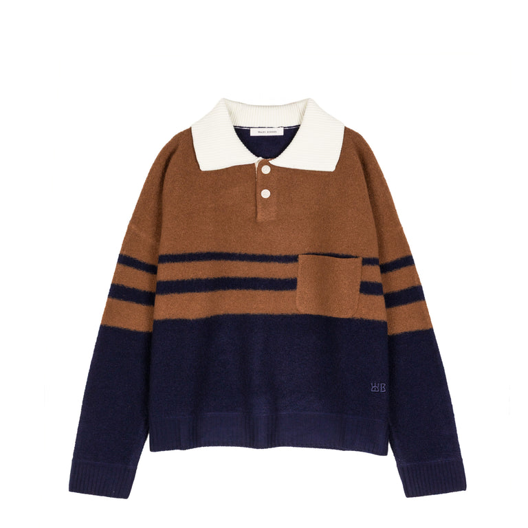 Wales Bonner Calm Polo - L / Brown / Navy
