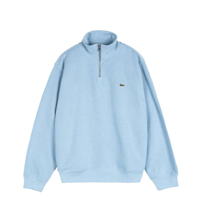 Lacoste Zippered Stand Up Collar Cotton Sweatshirt - XL / Light Blue - 1