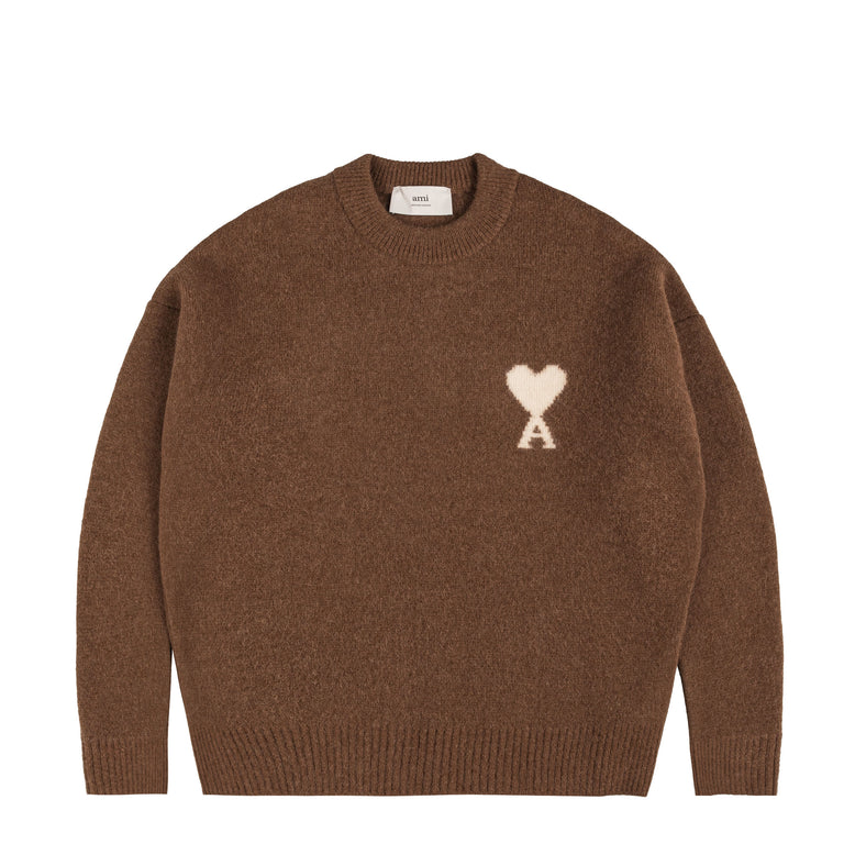 AMI Paris	Ami De Coeur Alpaca Sweater - XL / Hazelnut / Off White
