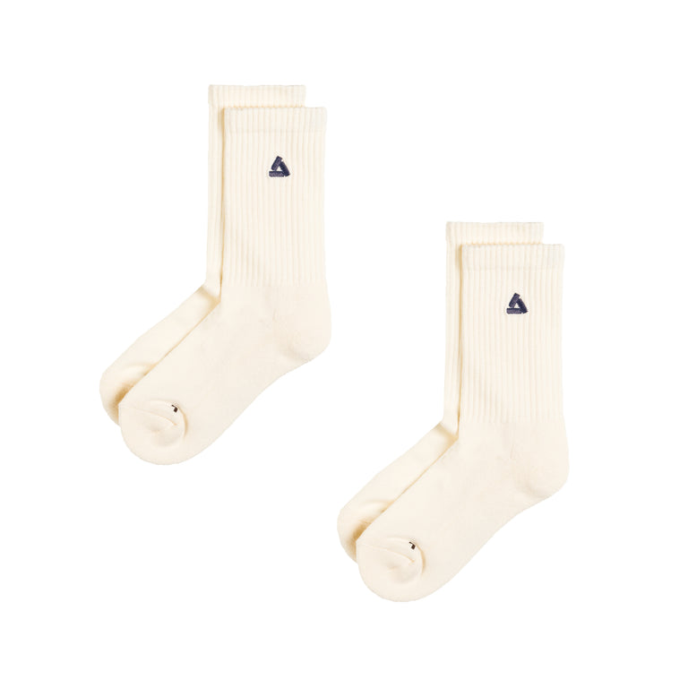 Asphaltgold 2-Pack Stack Logo Socks - 36-40 / Off White / Navy
