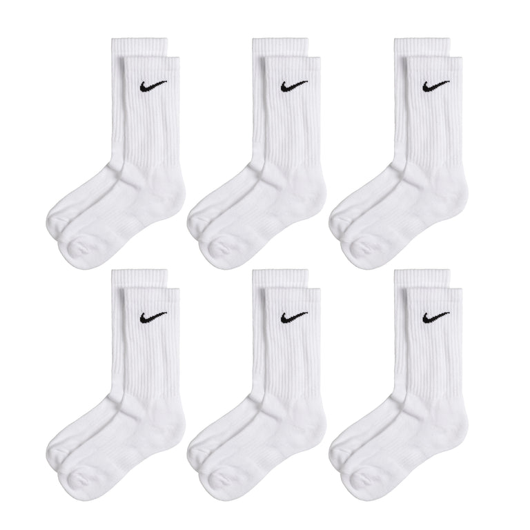 Nike Everyday Cushioned Crew Socks 6 Pack - S / White / Black
