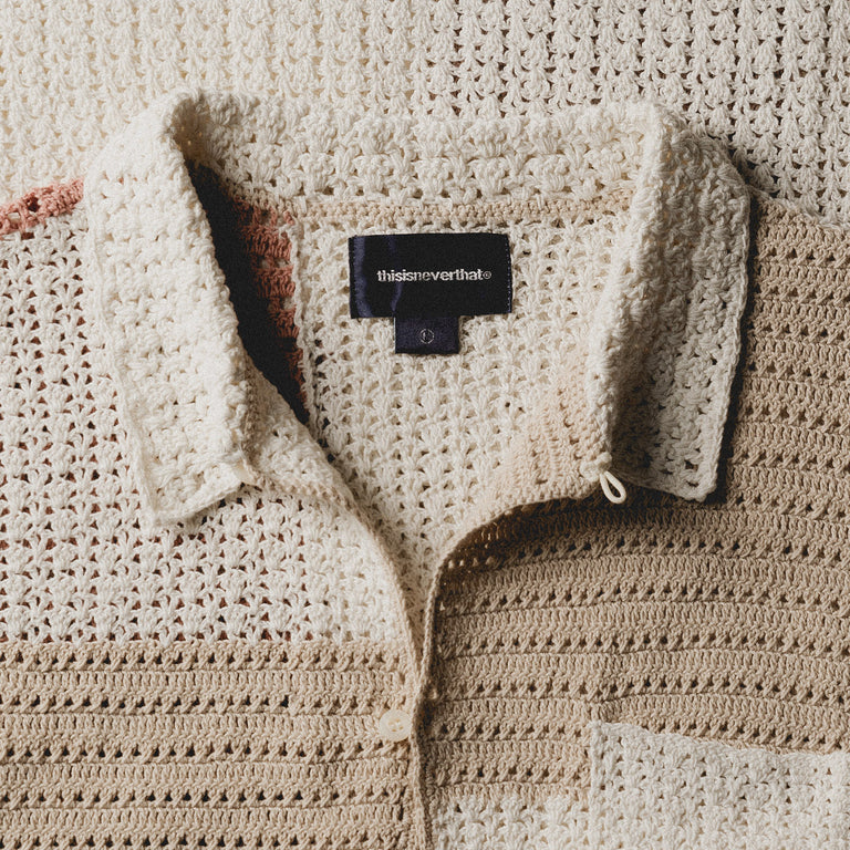 thisisneverthat Block Crochet Knit Shirt - S / Ivory - 5