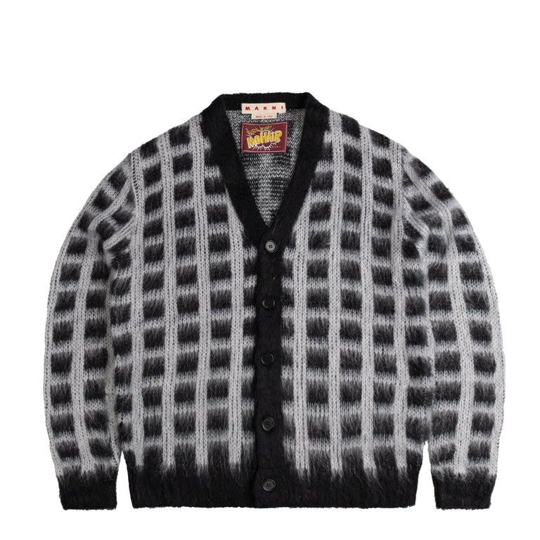 Marni Brushed Check Fuzzy Wuzzy Cardigan - 50 / Black
