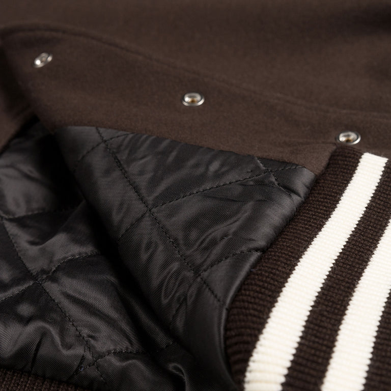 Sporty & Rich Faubourg Wool Varsity Jacket - L / Chocolate Cream - 5
