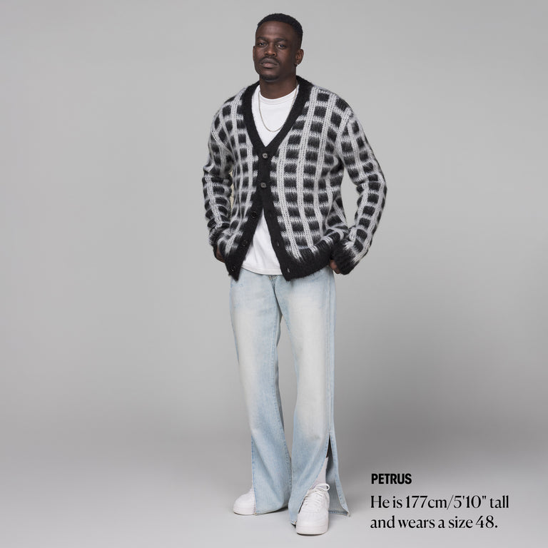 Marni Brushed Check Fuzzy Wuzzy Cardigan - 50 / Black - 2