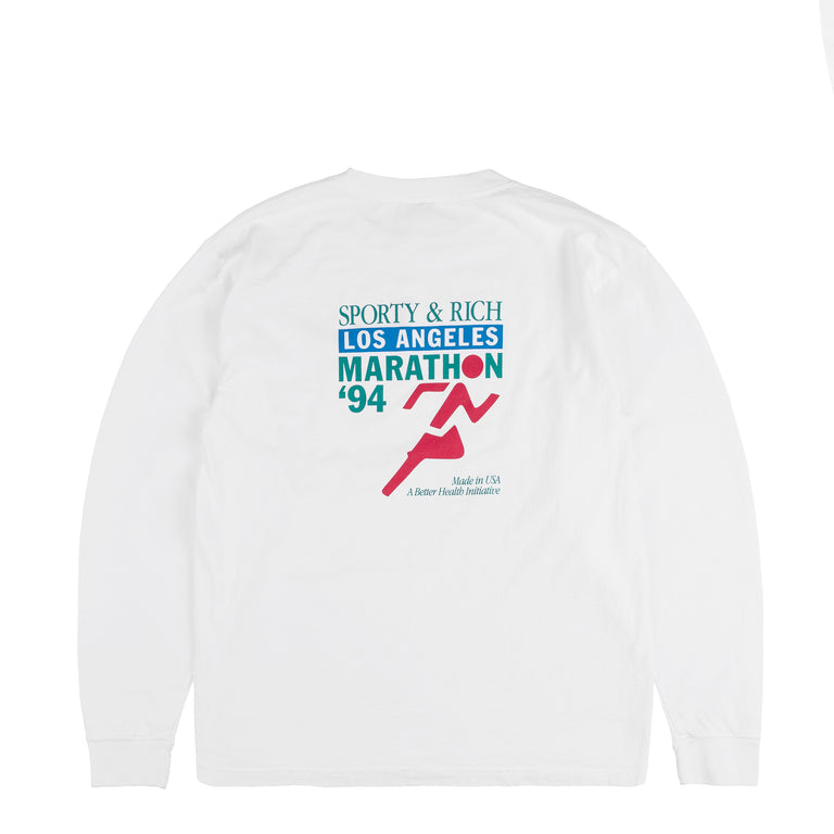 Sporty & Rich LA Marathon Longsleeve Tee - S / White - 2