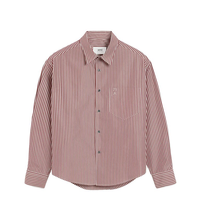 AMI Paris Embossed Ami De Coeur Boxy Shirt - XXL / Cherry
