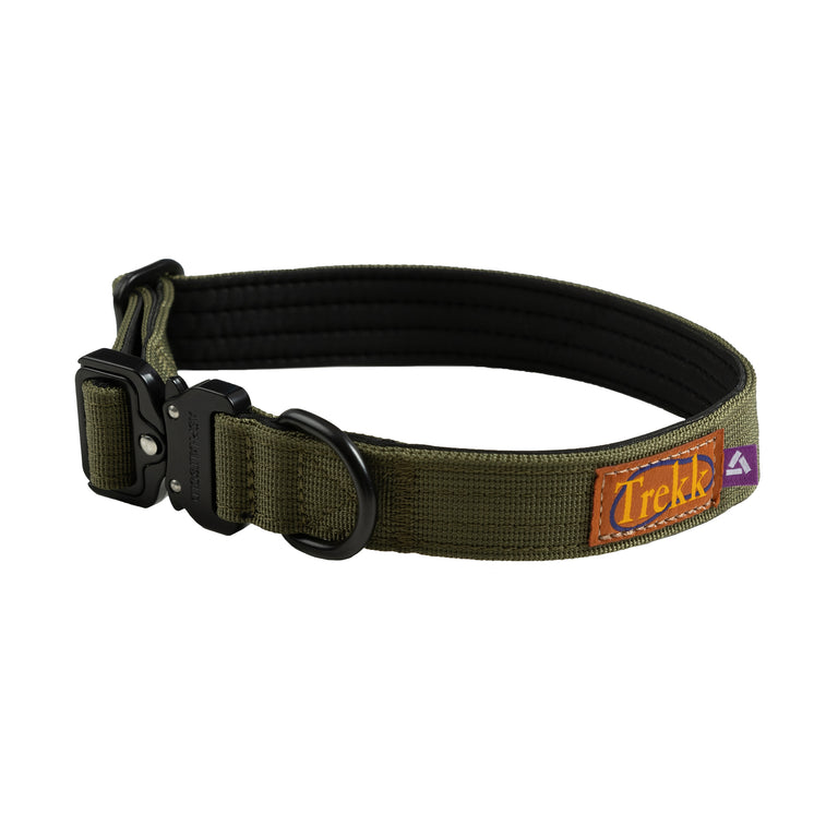 Trekk Dog Collar - S / Olive / Black
