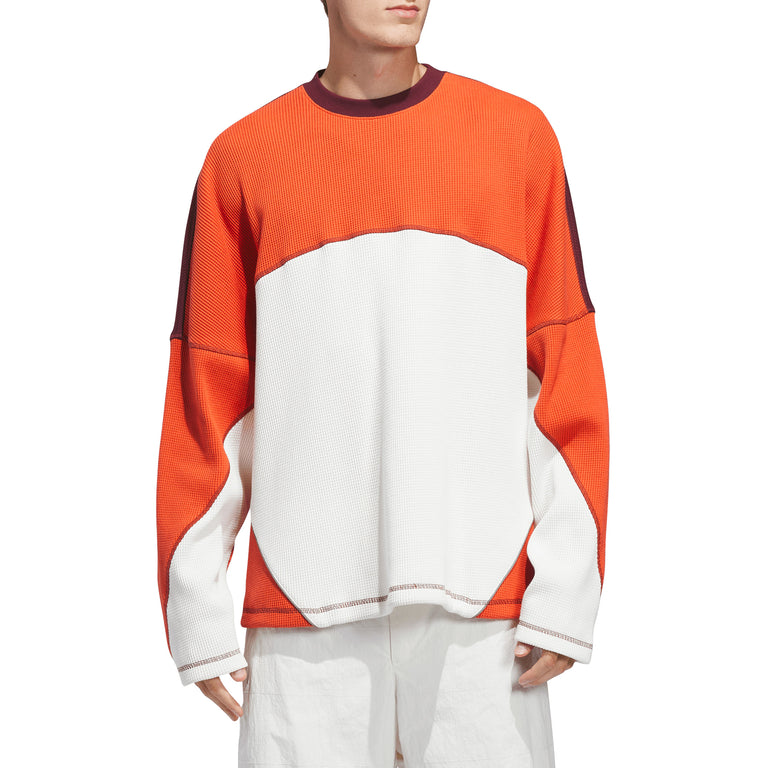 Adidas La Cienega Long Sleeve Sports Tee - S / Off White / Preloved Red / Maroon - 5