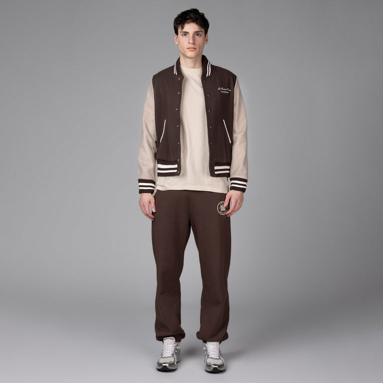 Sporty & Rich Faubourg Wool Varsity Jacket - L / Chocolate Cream - 2
