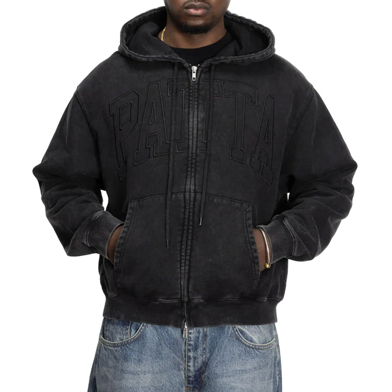 Patta Loopback Logo Zip Hooded Sweater - L / Moonless Night - 4