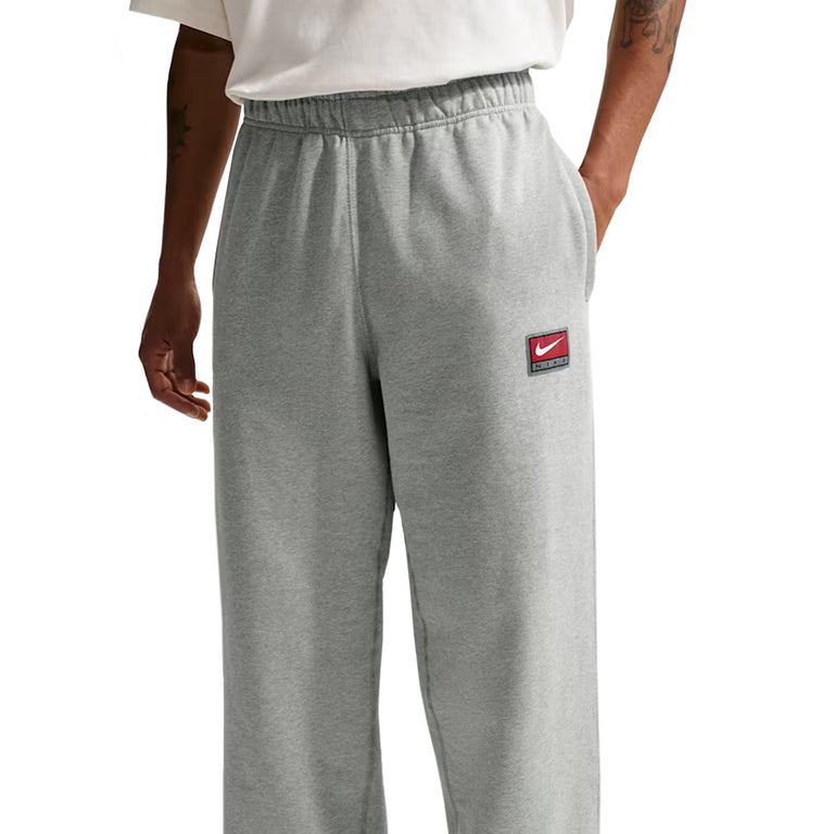 Nike	Solo Swoosh Fleece Open-Hem Pants - L / Dark Grey Heather / White - 2