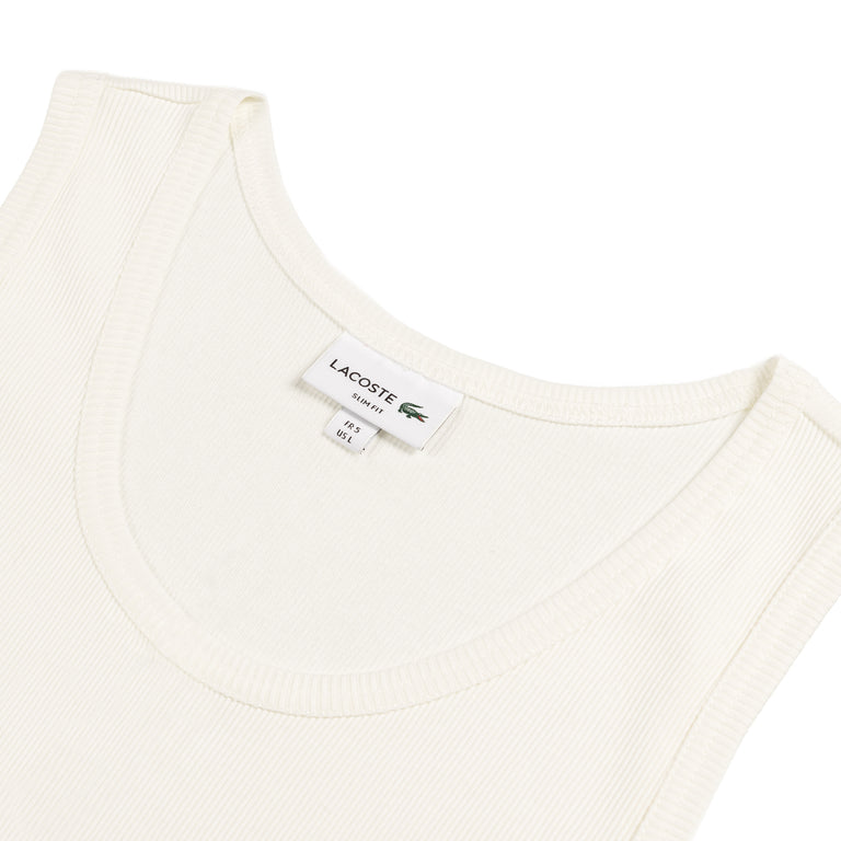 Lacoste Slim Fit Ribbed Cotton Tank Top - XL / White - 3