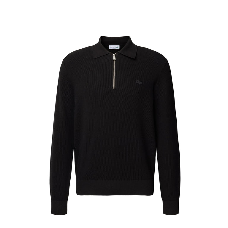 Lacoste Half-Zip Polo Collar Sweater - M / Black
