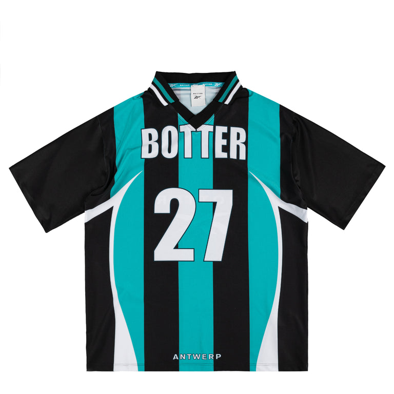 Reebok x Botter Reverse Soccer Tee - S / Striped Navy / Aqua
