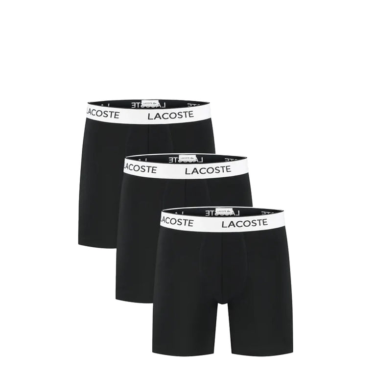 Lacoste 3-Pack Stretch Cotton Boxer Briefs - XXL / Black

