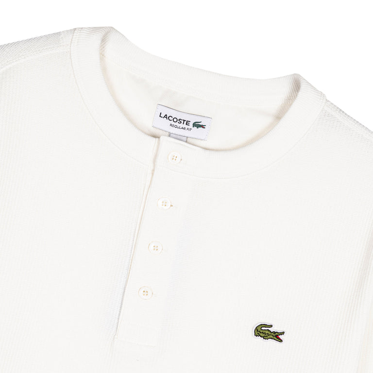 Lacoste Waffle Knit Henley T-Shirt - L / White - 2