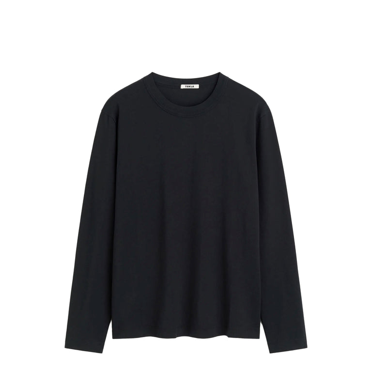 Tekla Long Sleeve Sleeping T-Shirt - L / Black

