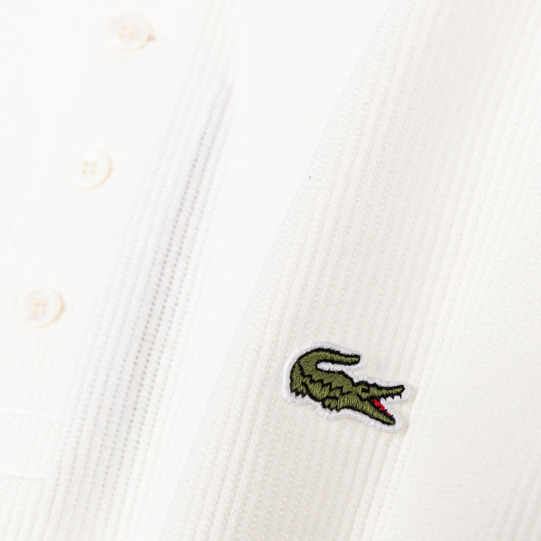 Lacoste Waffle Knit Henley T-Shirt - L / White - 3